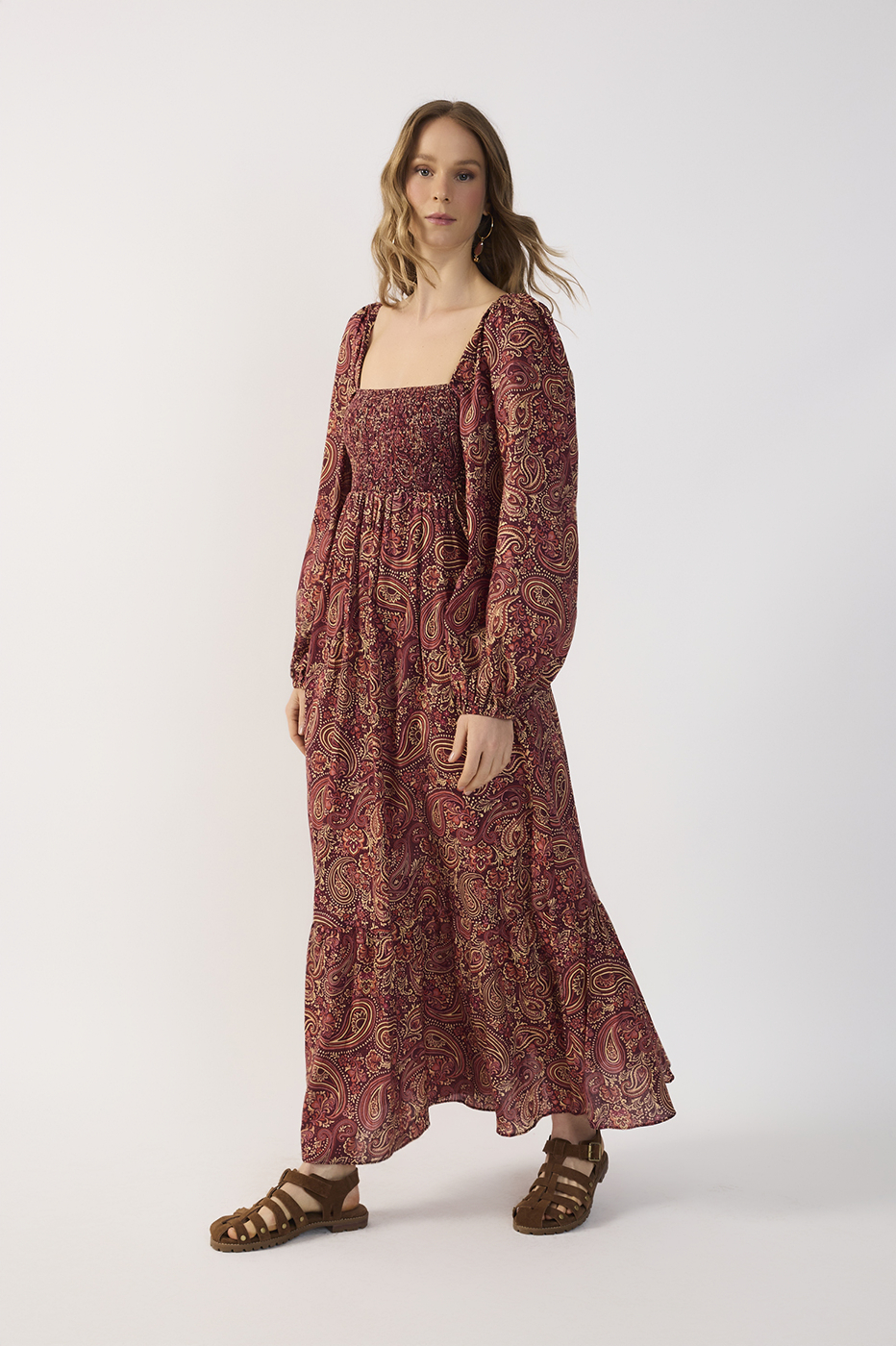 Winter Night Puff-Sleeve Maxi Dress_3