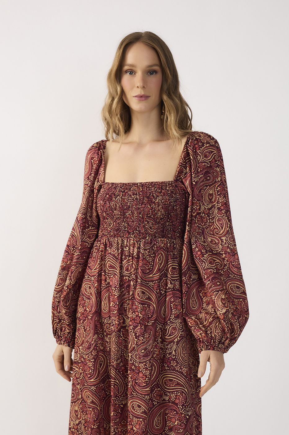 Winter Night Puff-Sleeve Maxi Dress_4