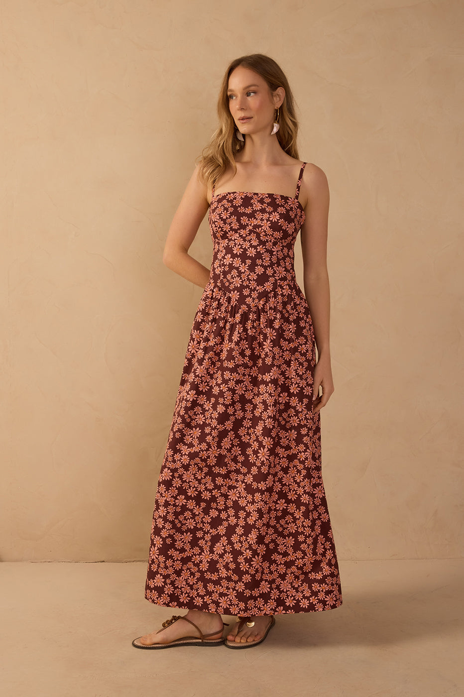 Vestido Cropped Estampa Margaridas Rosa_1