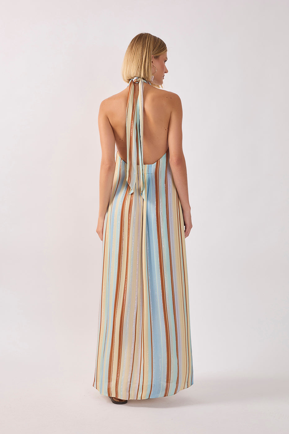 Vestido Longo Lurex Estampa Listra Céu_5