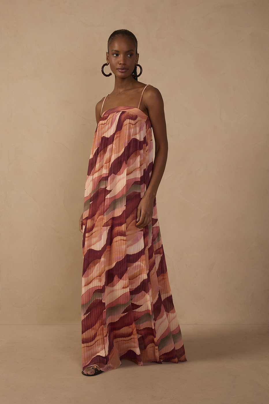 Pleated Tulle Dunas Print Dress_1