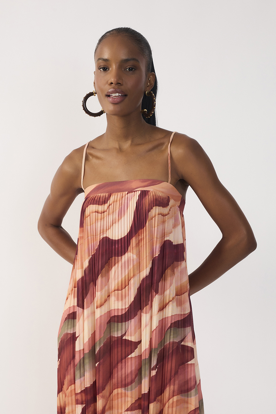 Pleated Tulle Dunas Print Dress_4