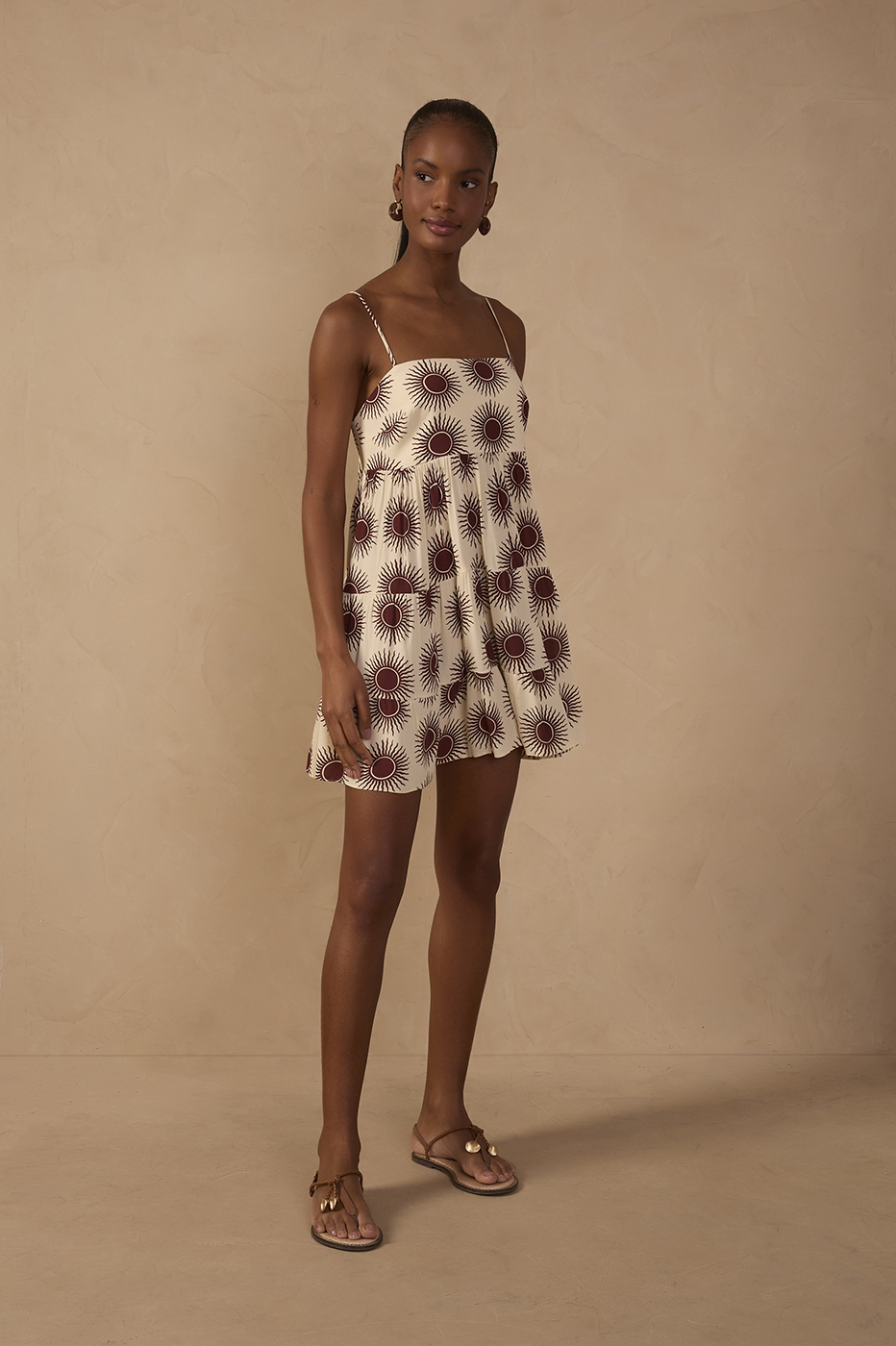 Off-White Square Neck Tiered Mini Dress_1