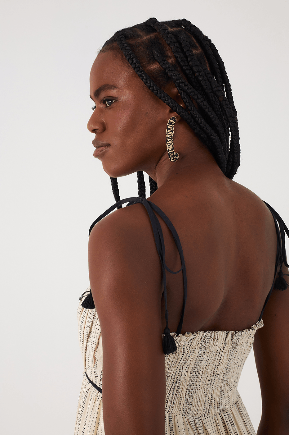 Off-White Sleeveless Tiered Cotton Maxi Dress