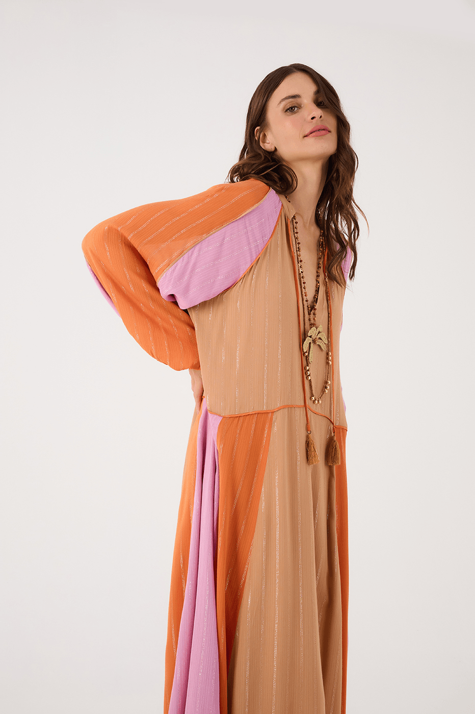 Multicolor Lurex Relaxed Maxi Dress