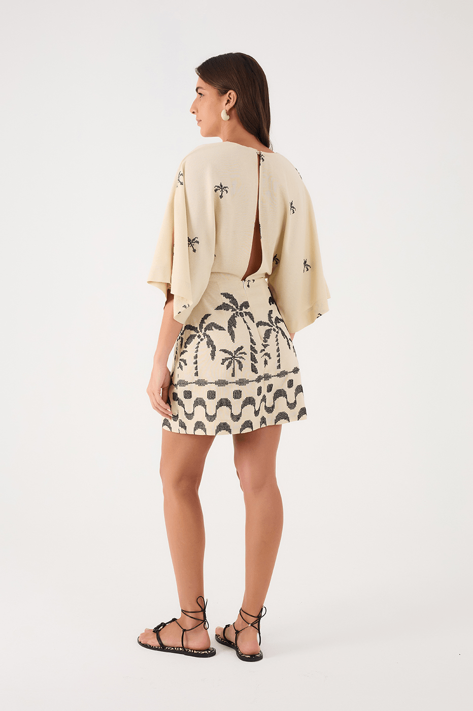 Off-White Embroidered Orla Cut-Out Linen Mini Dress