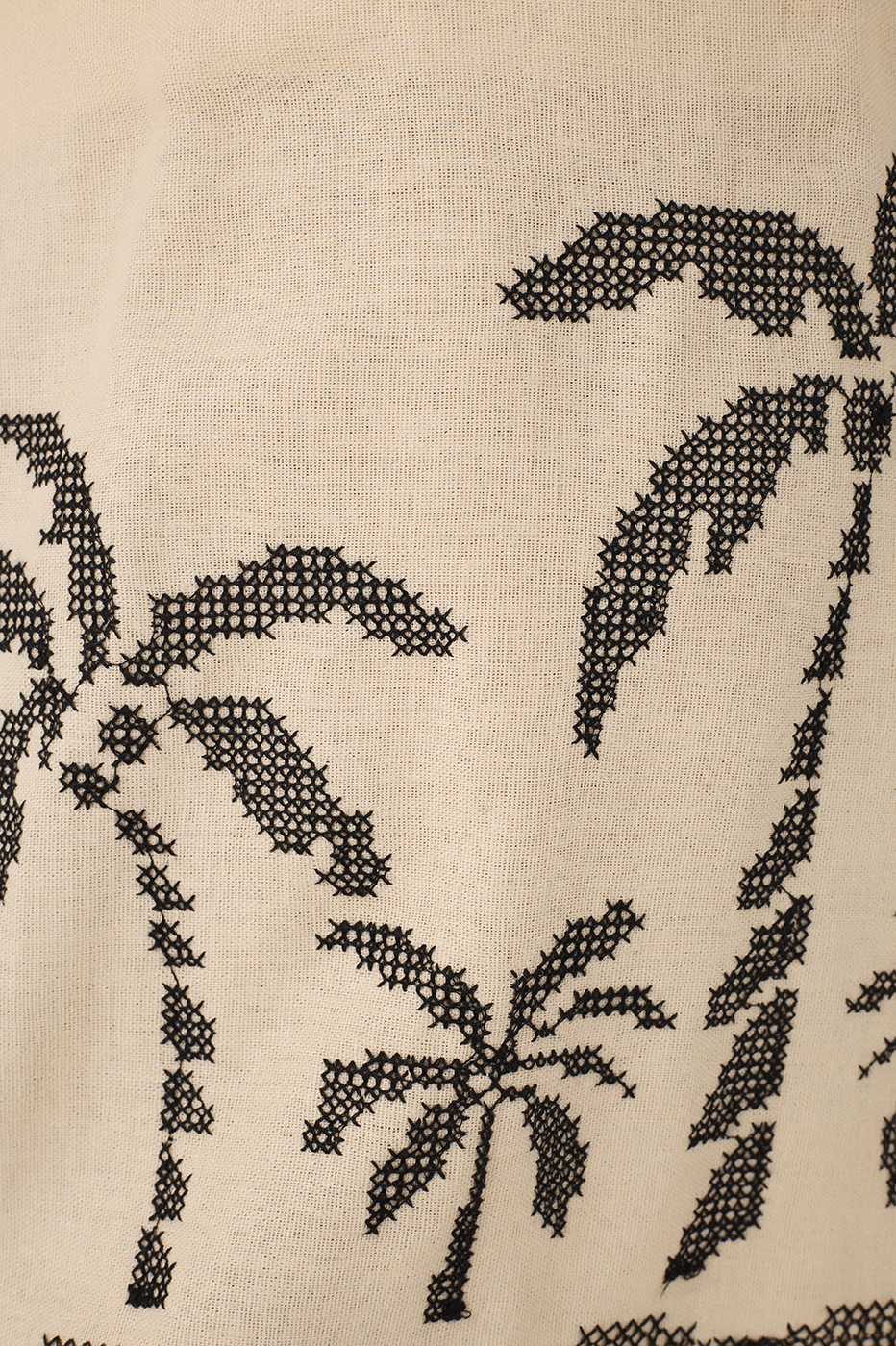 Off-White Embroidered Orla Cut-Out Linen Mini Dress