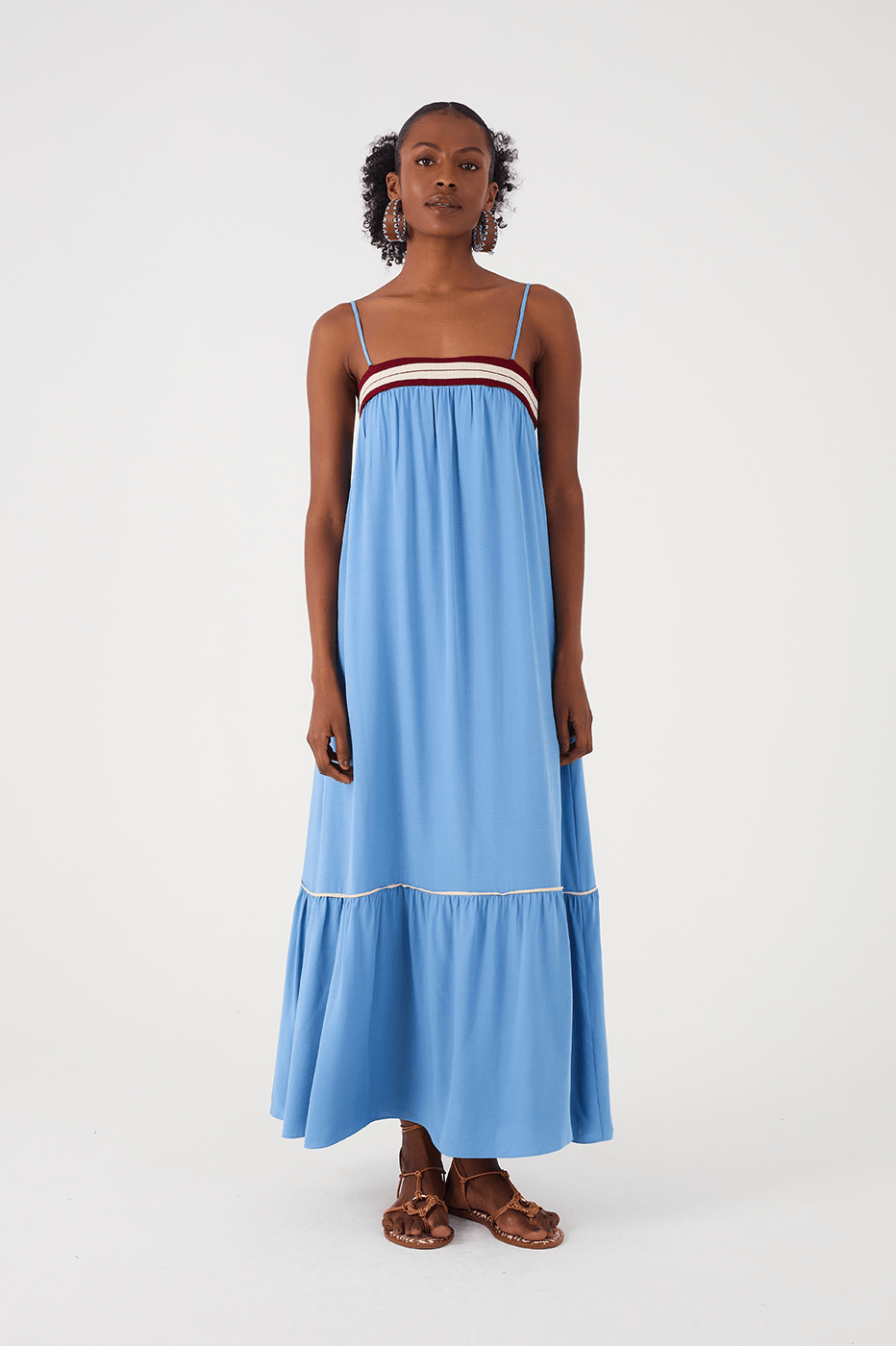 Blue Arpoador Sleeveless Tiered Maxi Dress