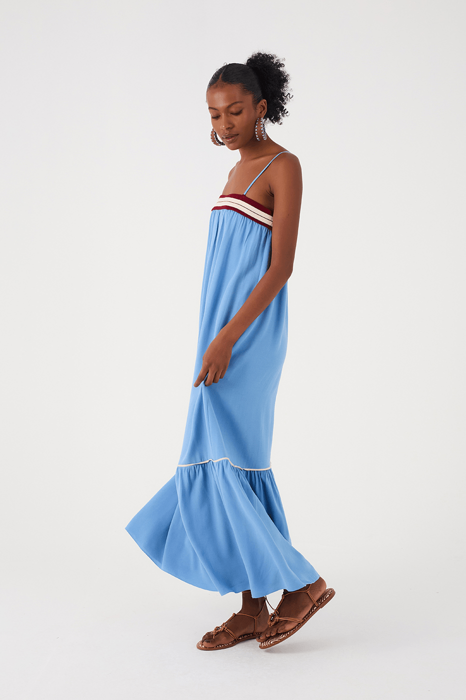 Blue Arpoador Sleeveless Tiered Maxi Dress