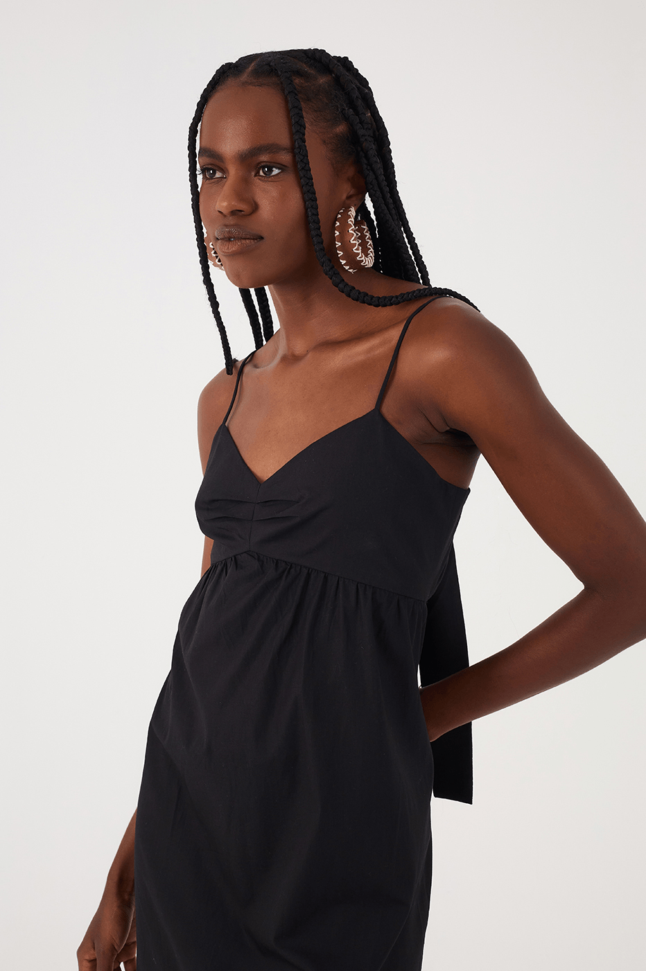 Black And White Layered Sleeveless Cotton Maxi Dress