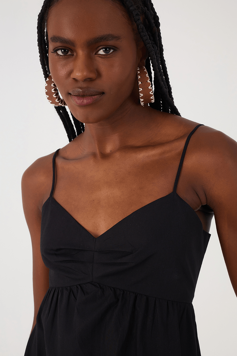 Black And White Layered Sleeveless Cotton Maxi Dress