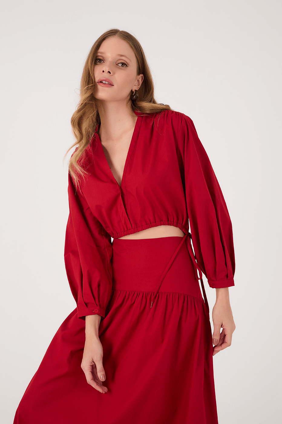 Red Encanto Two-in-One Set Cotton Maxi Dress