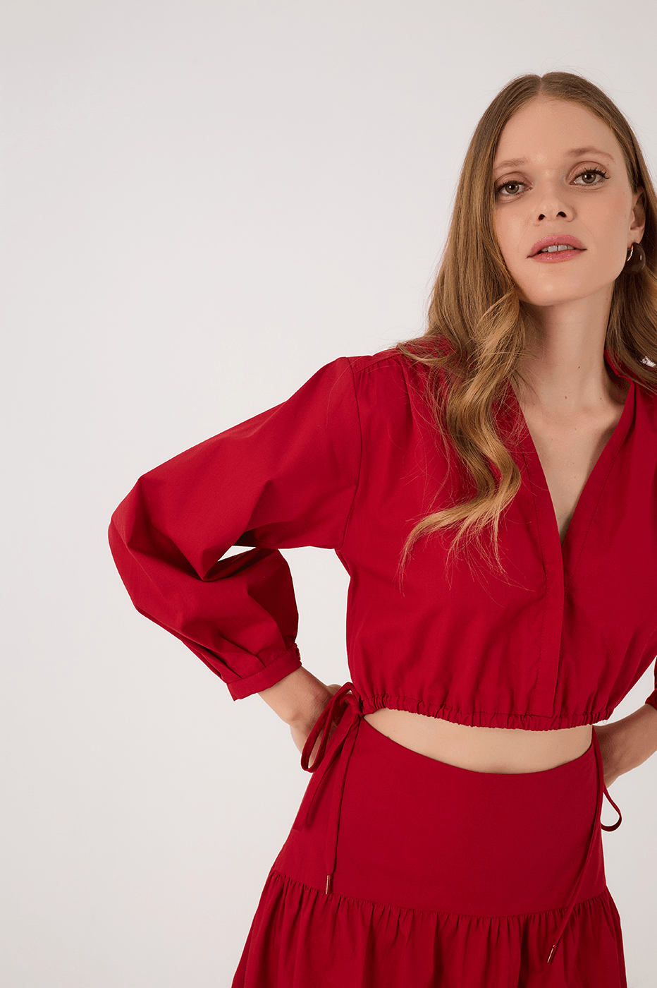 Red Encanto Two-in-One Set Cotton Maxi Dress