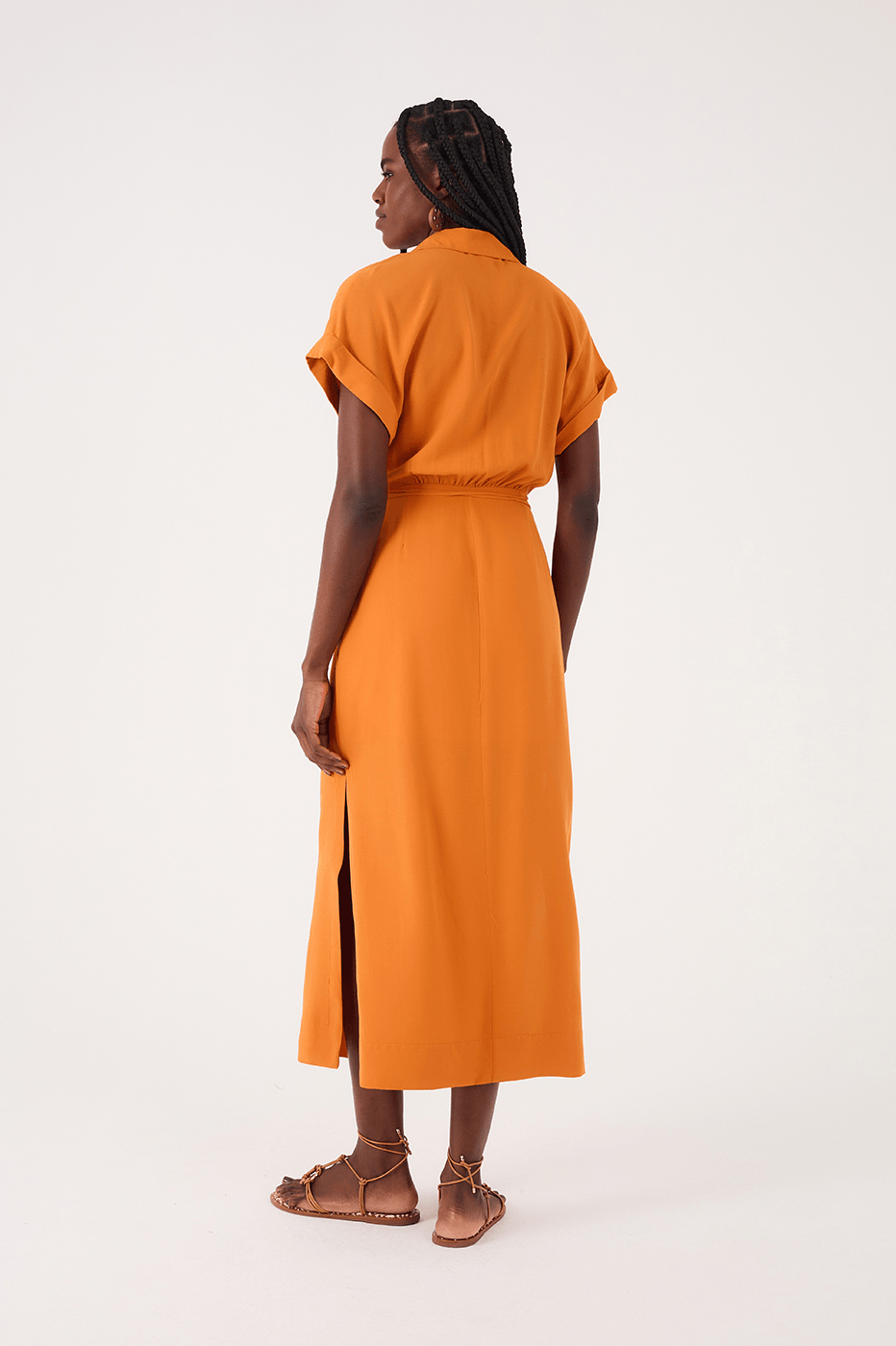 Orange Samba Cut-Out Wrap Bodice Midi Dress
