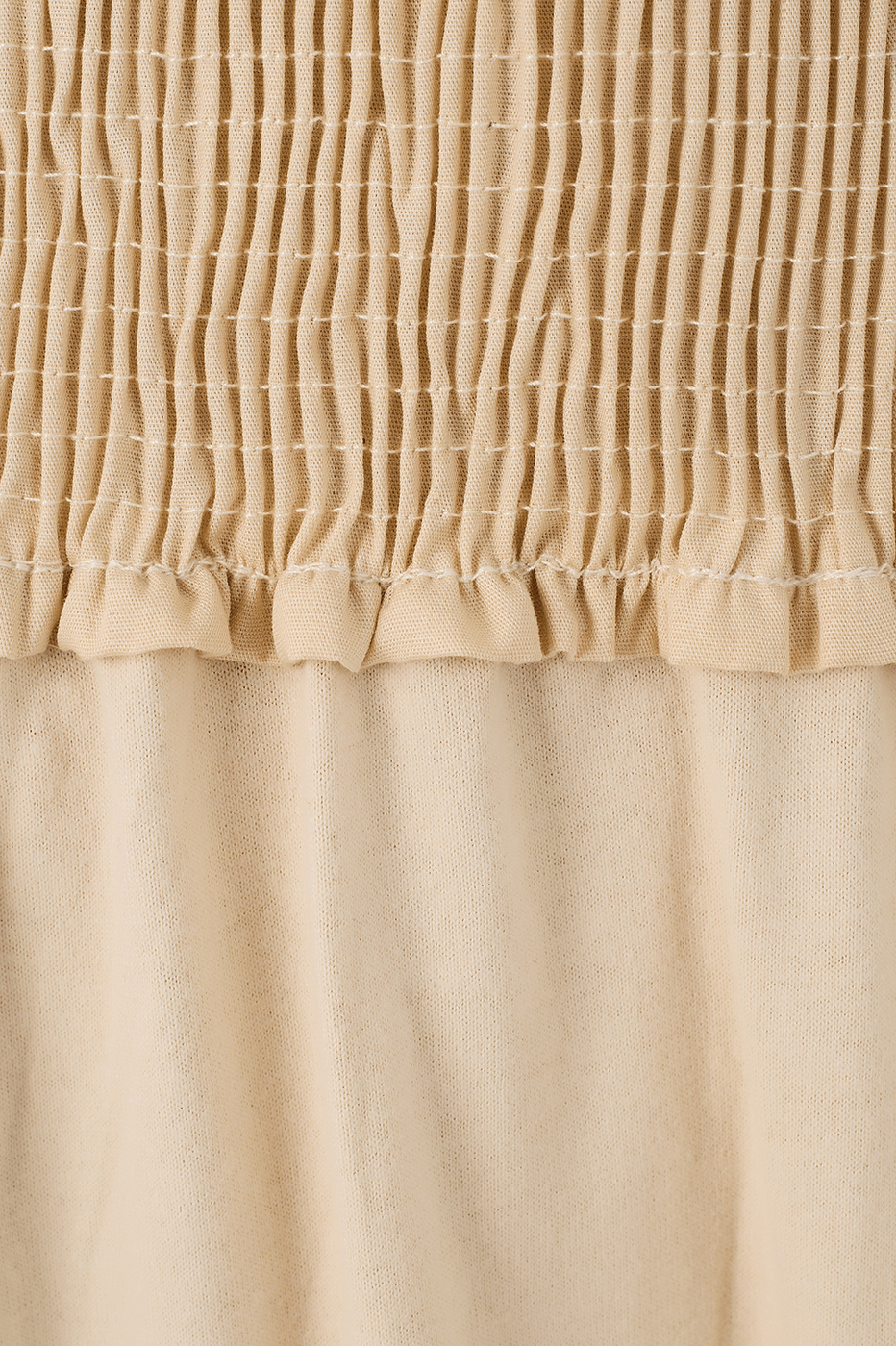 Off-White Smocked Waist Short Sleeve Maxi Dress