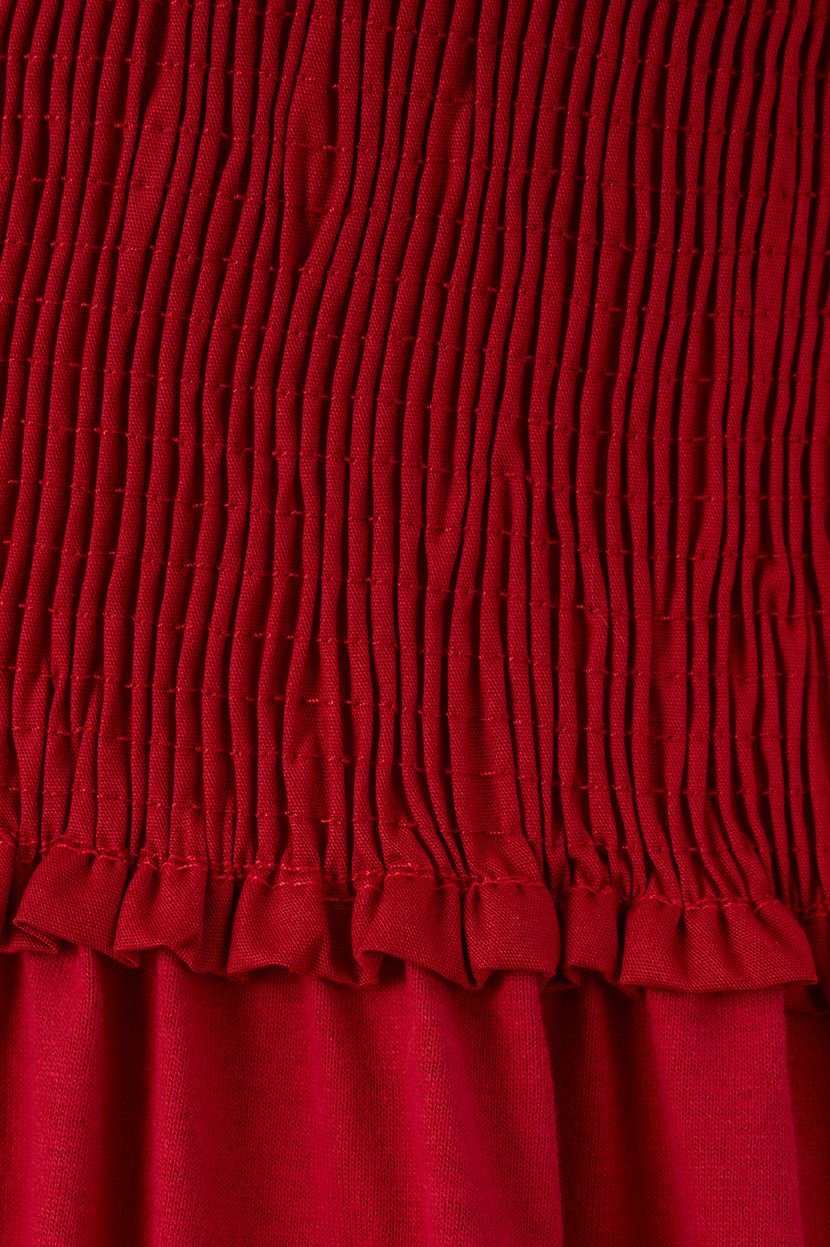 Red Encanto Smocked Waist Short Sleeve Maxi Dress