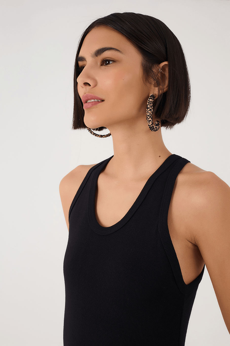Black & Beige Tank Top Side Pockets Maxi Dress