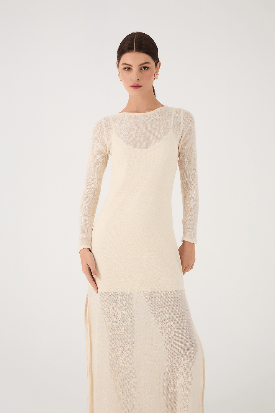 Off-White Grumari Side Slit Lined Jacquard Maxi Dress