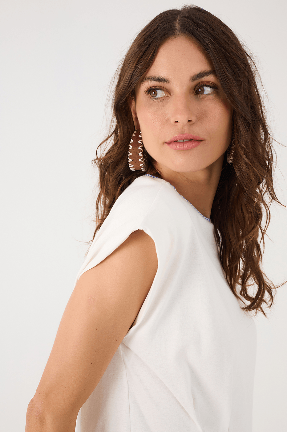 Off-White Padded Shoulders Striped Hem Maxi Dress