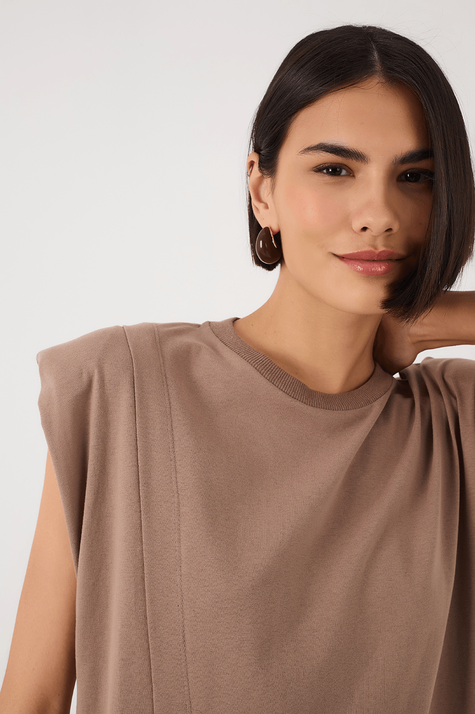 Grey Mirante Padded Shoulder Front Slit Maxi Dress