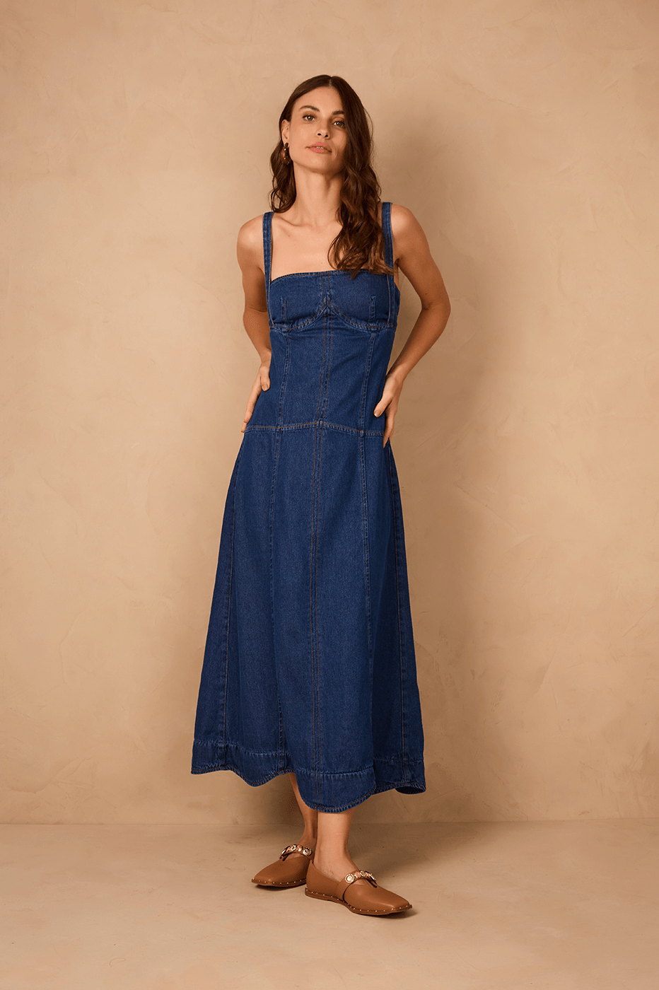 Denim Mare Square Neck Sleeveless Maxi Dress
