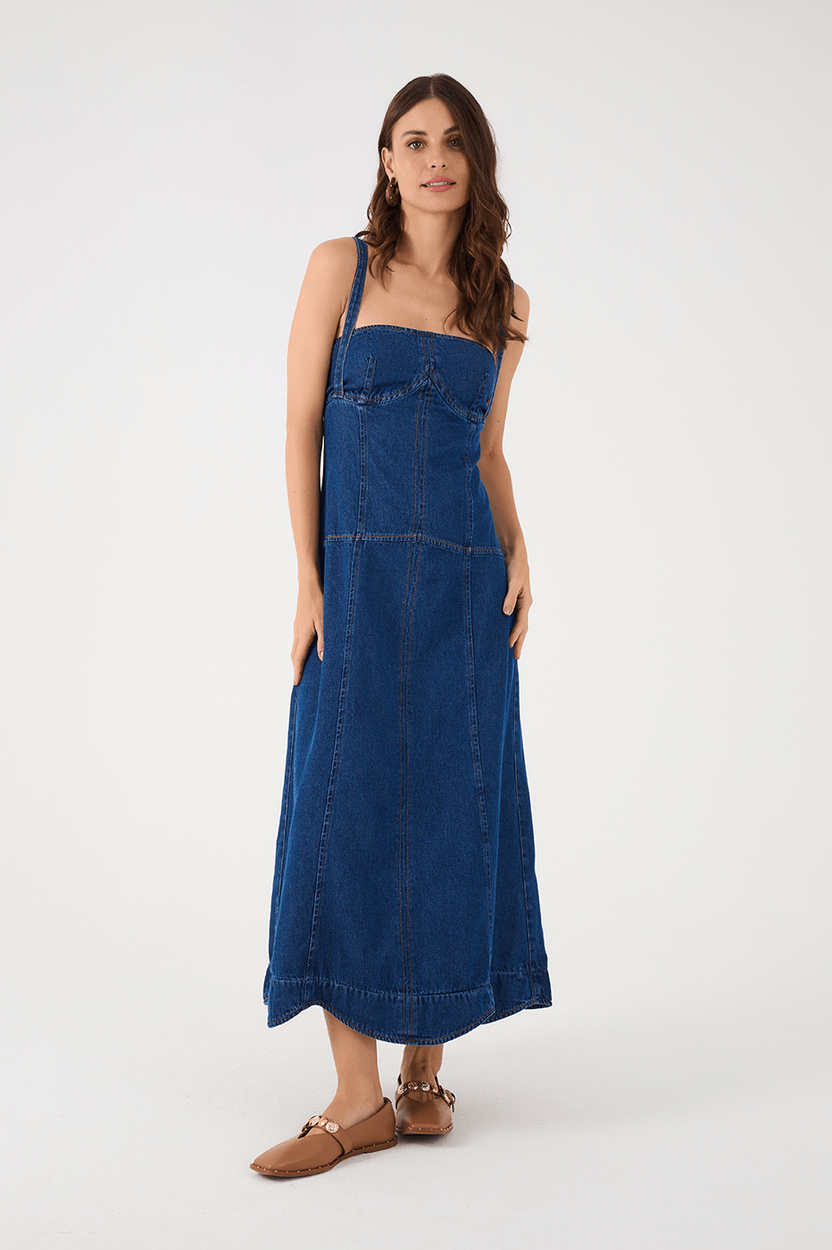 Denim Mare Square Neck Sleeveless Maxi Dress