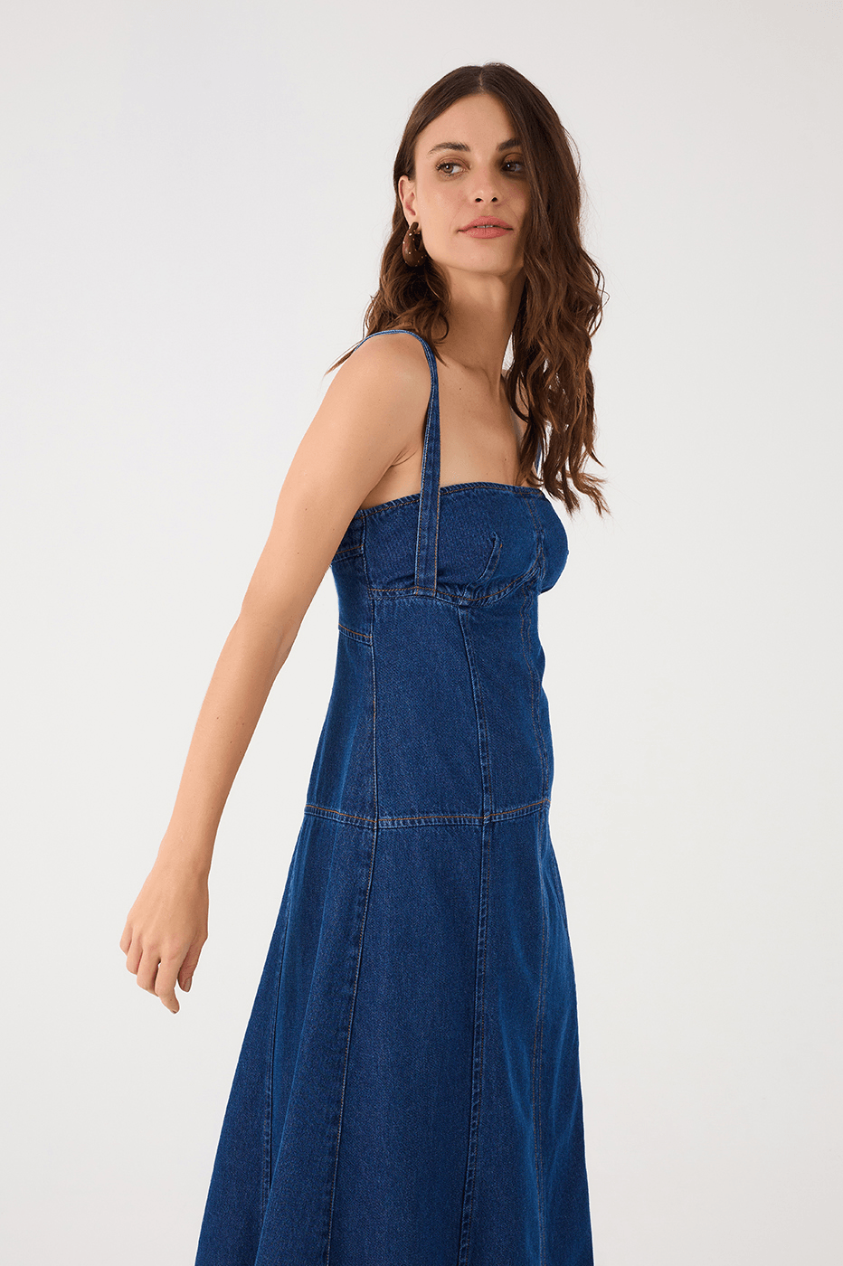 Denim Mare Square Neck Sleeveless Maxi Dress