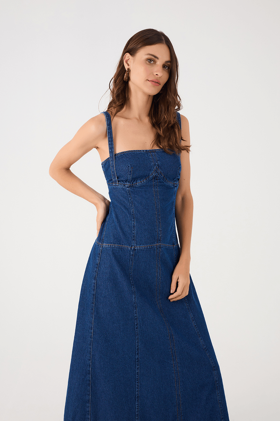 Denim Mare Square Neck Sleeveless Maxi Dress