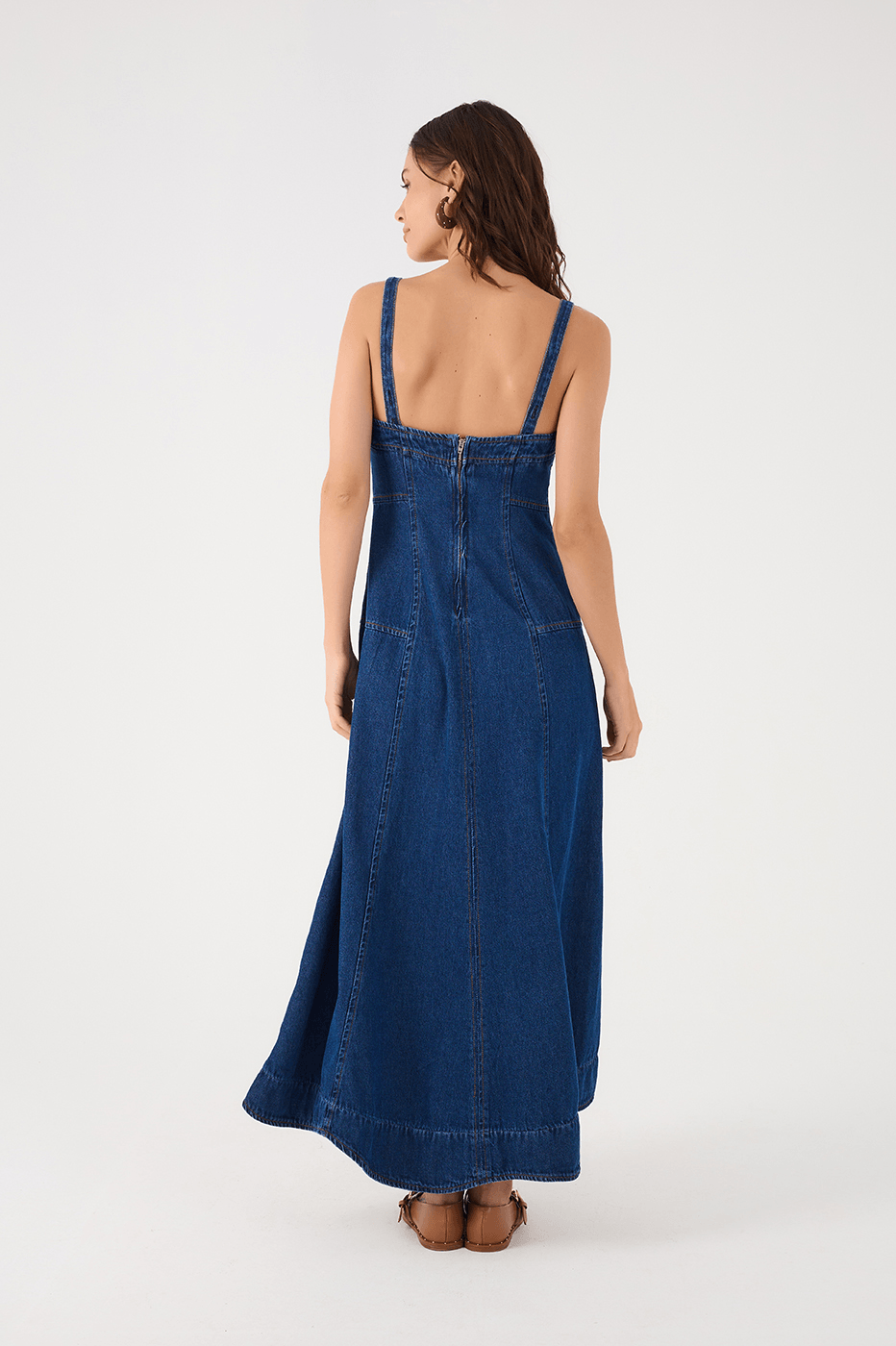Denim Mare Square Neck Sleeveless Maxi Dress