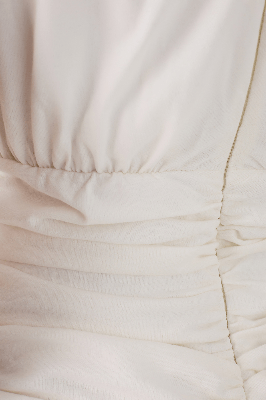 Off-White Padded Shoulders Ruched Mini Dress