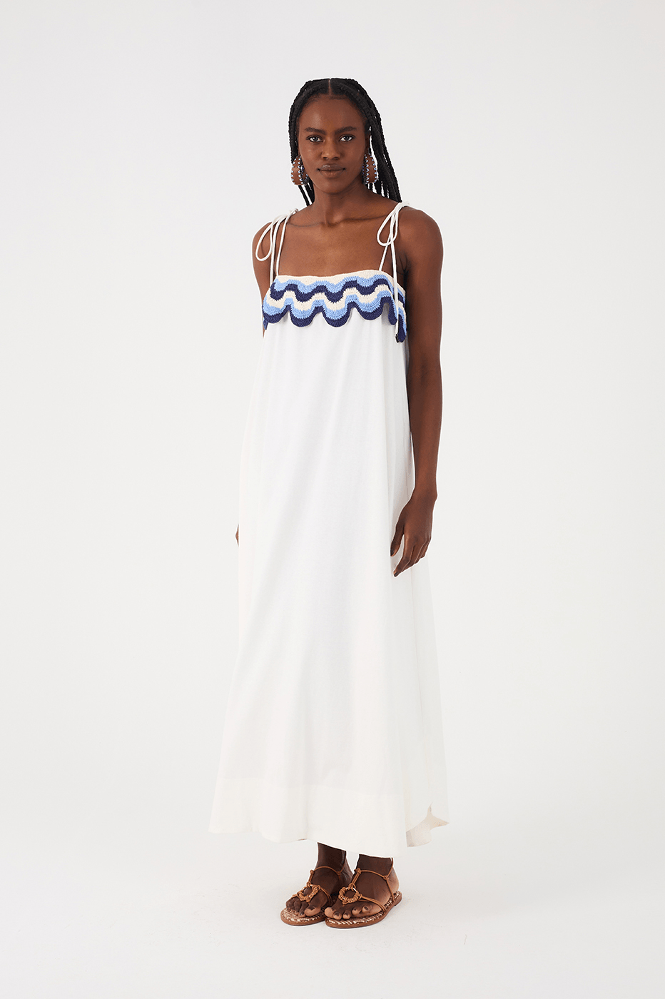 Off-White Crochet Ondas Sleeveless Maxi Dress