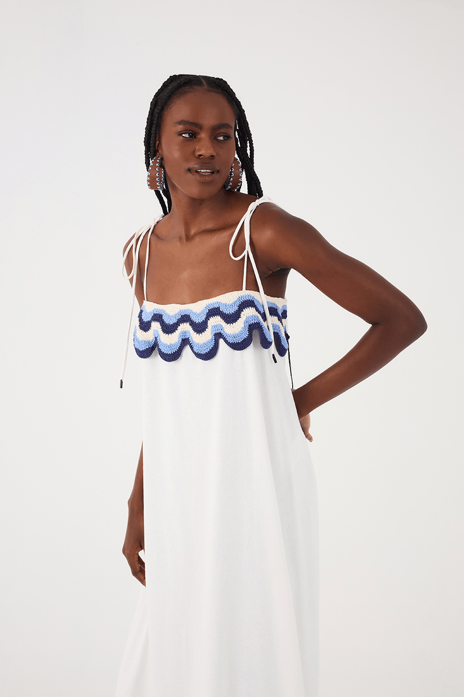 Off-White Crochet Ondas Sleeveless Maxi Dress