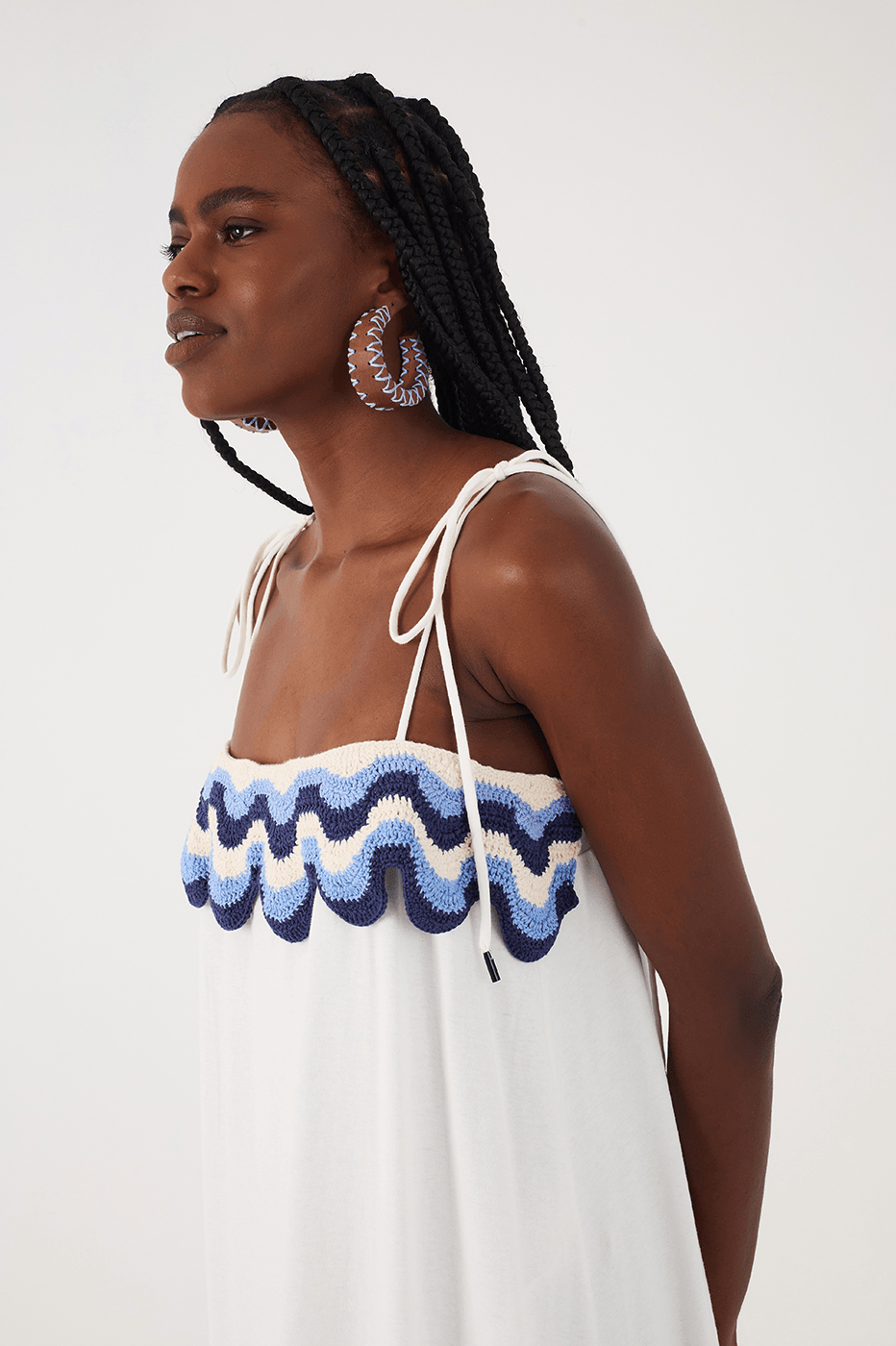 Off-White Crochet Ondas Sleeveless Maxi Dress
