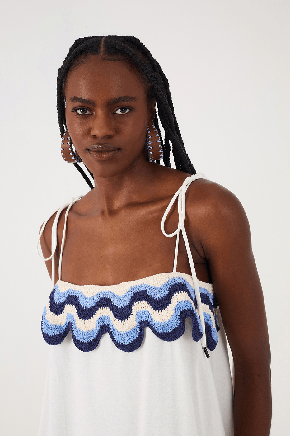 Off-White Crochet Ondas Sleeveless Maxi Dress