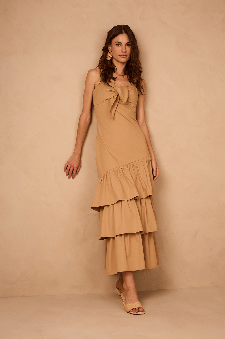 ruffled cotton dress White Full Under Slip Dress with Ruffle Bottom