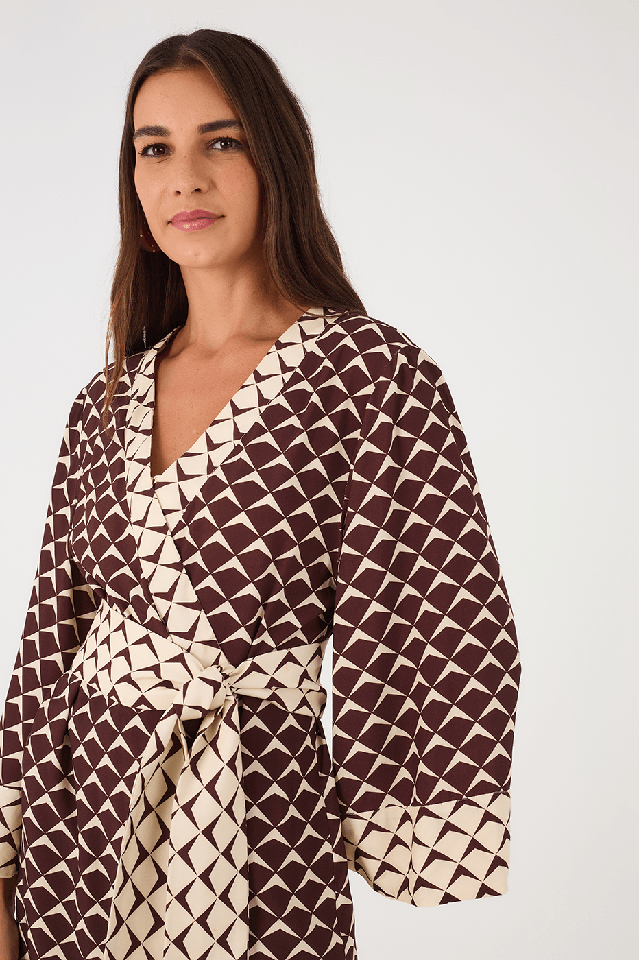 Brown Asa Delta Wrap Kimono Mini Dress in Brown Asa Delta | Dress To Brown Asa Delta Wrap Kimono Mini Dress in Brown Asa Delta | Dress To