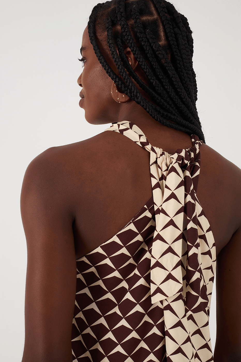 Brown Asa Delta Halter Neck Belt Maxi Dress