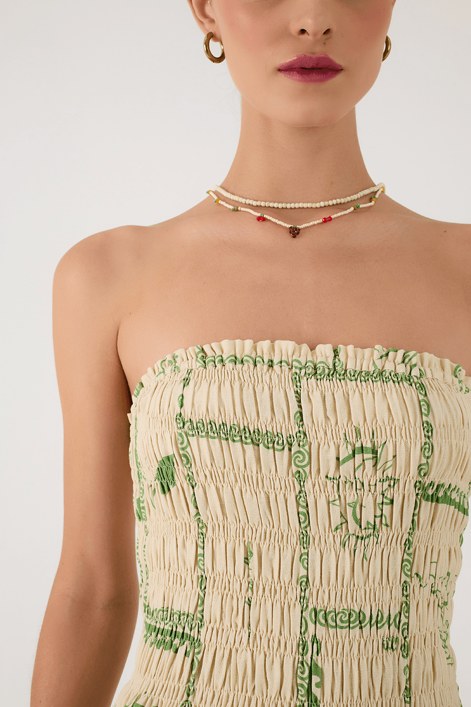 Off-White Rio Strapless Ruched Bodice Maxi Dress