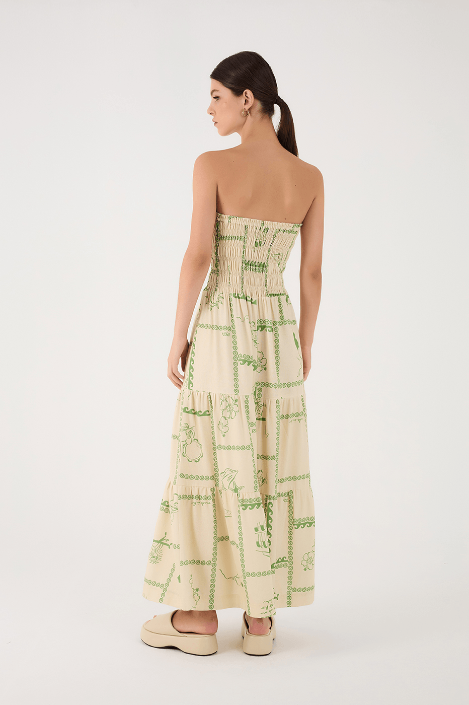 Off-White Rio Strapless Ruched Bodice Maxi Dress