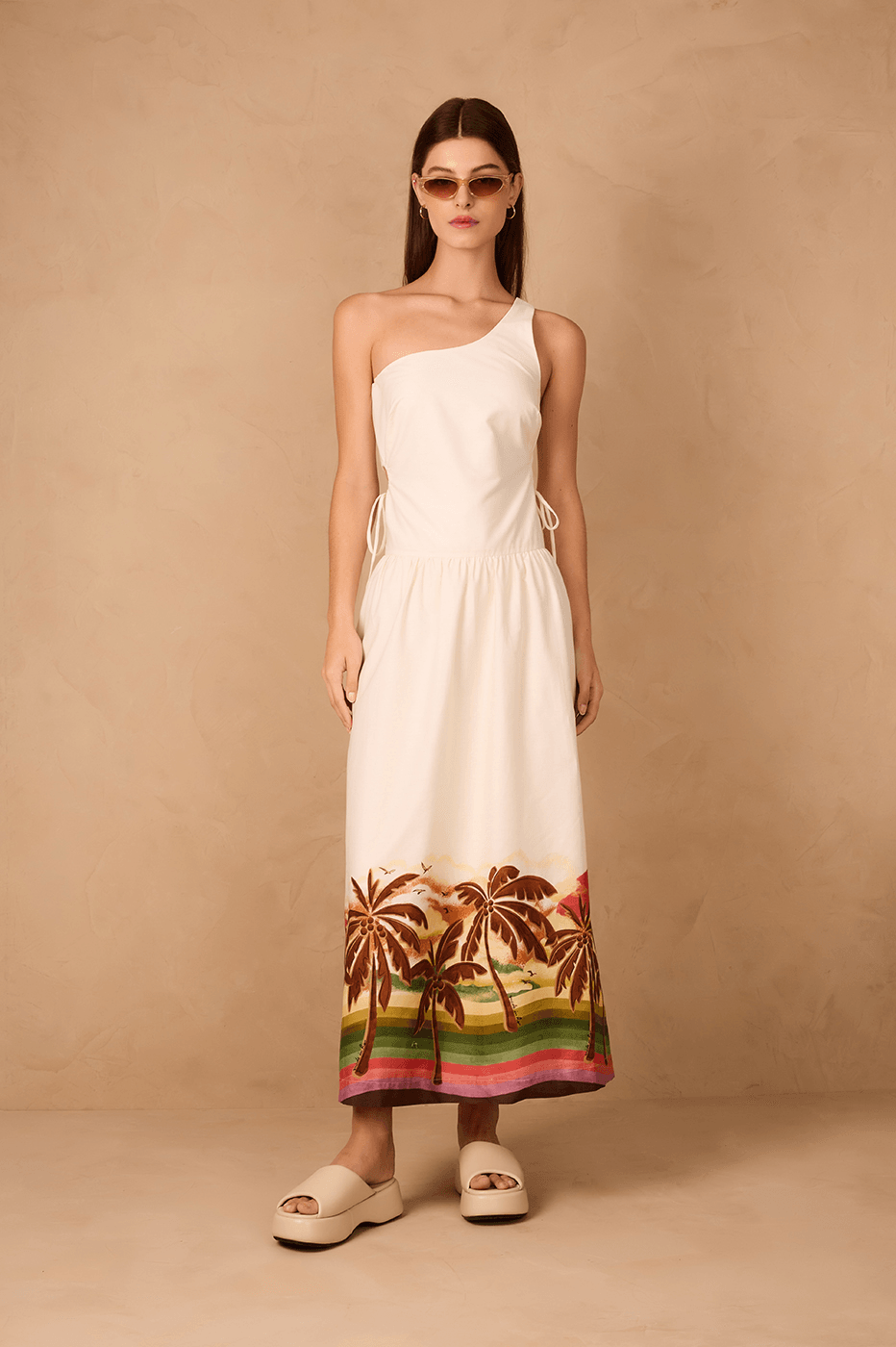 Off-White Horizonte One-Shoulder Side Cut-Out Maxi Dress