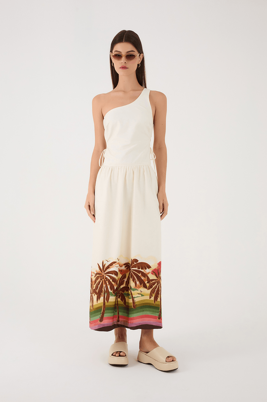 Off-White Horizonte One-Shoulder Side Cut-Out Maxi Dress