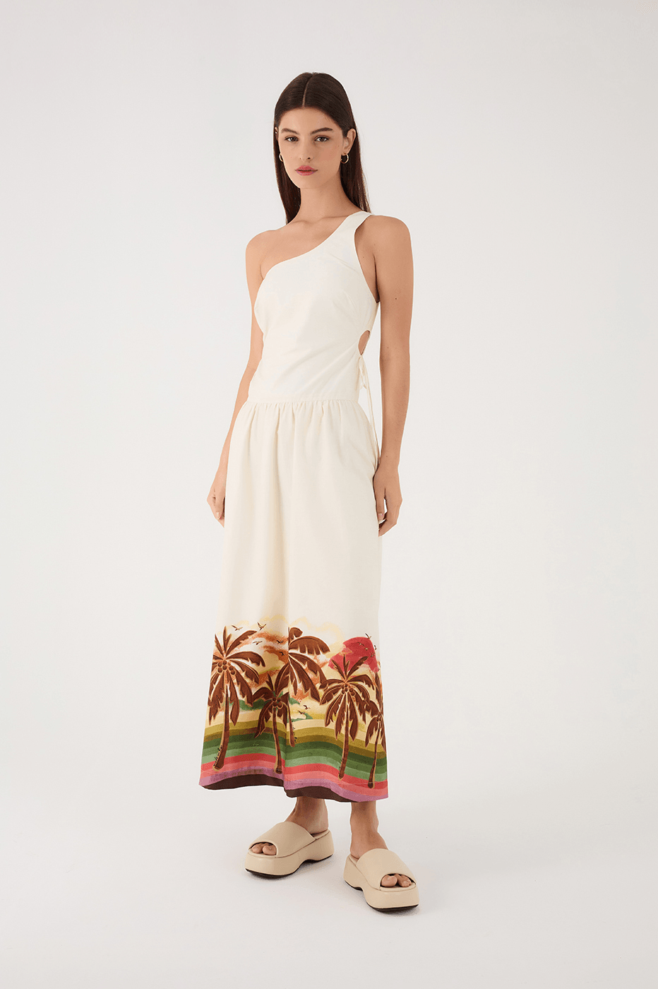 Off-White Horizonte One-Shoulder Side Cut-Out Maxi Dress