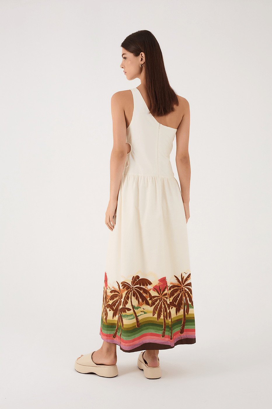 Off-White Horizonte One-Shoulder Side Cut-Out Maxi Dress