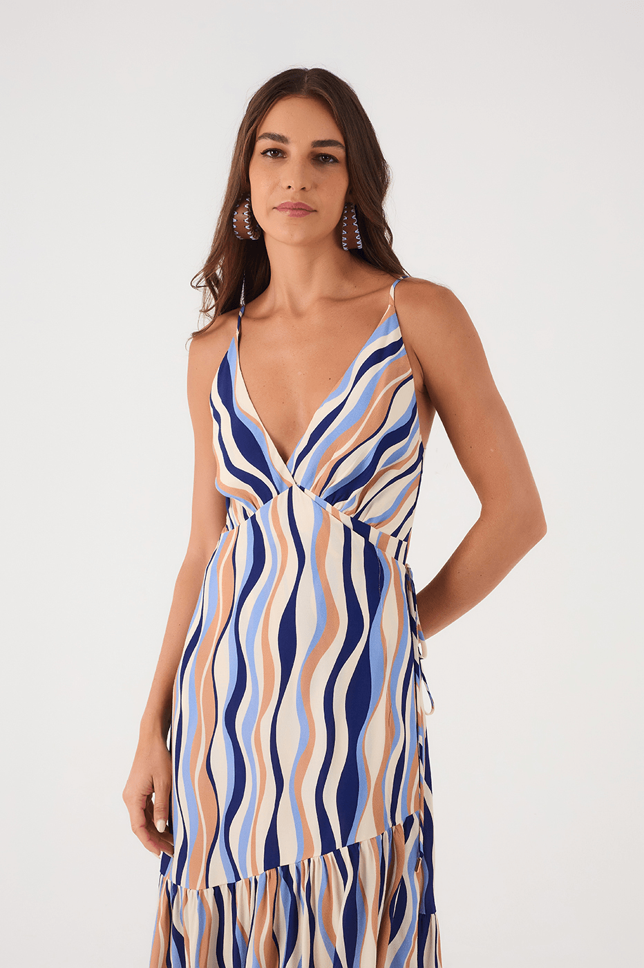 Multicolor Carioca Side Ties Layered Maxi Dress