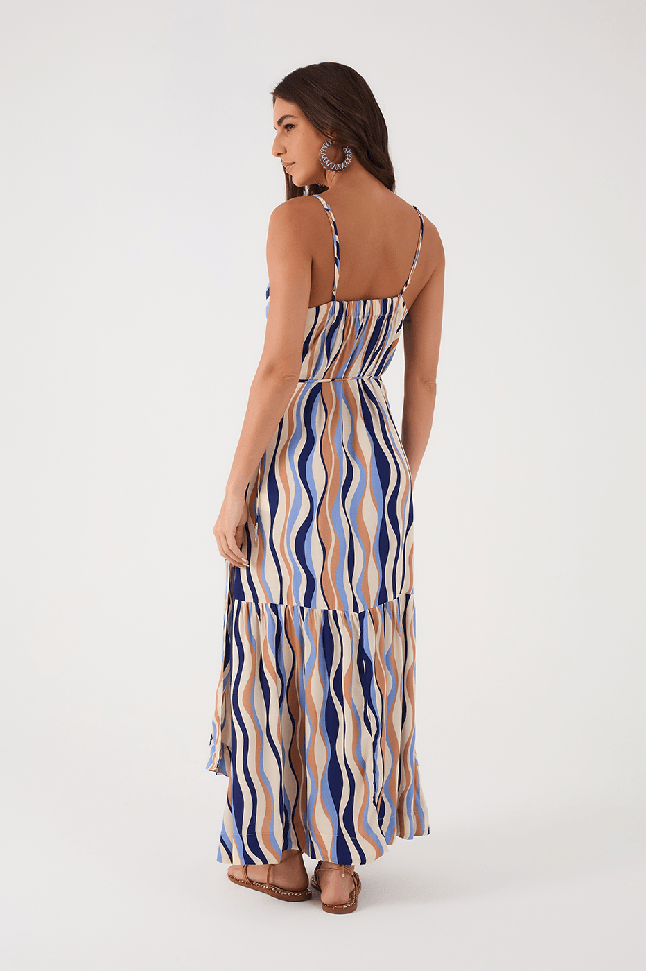 Multicolor Carioca Side Ties Layered Maxi Dress