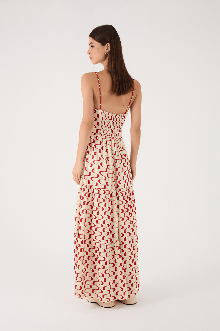 Red Copanema Sleeveless Tiered Maxi Dress