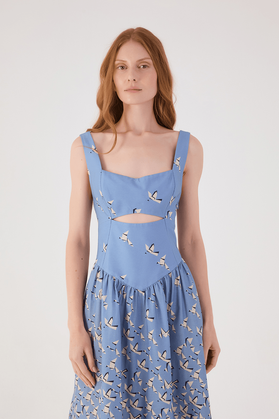 Blue Voo Livre Cut-Out Smocked Bodice Sleeveless Maxi Dress