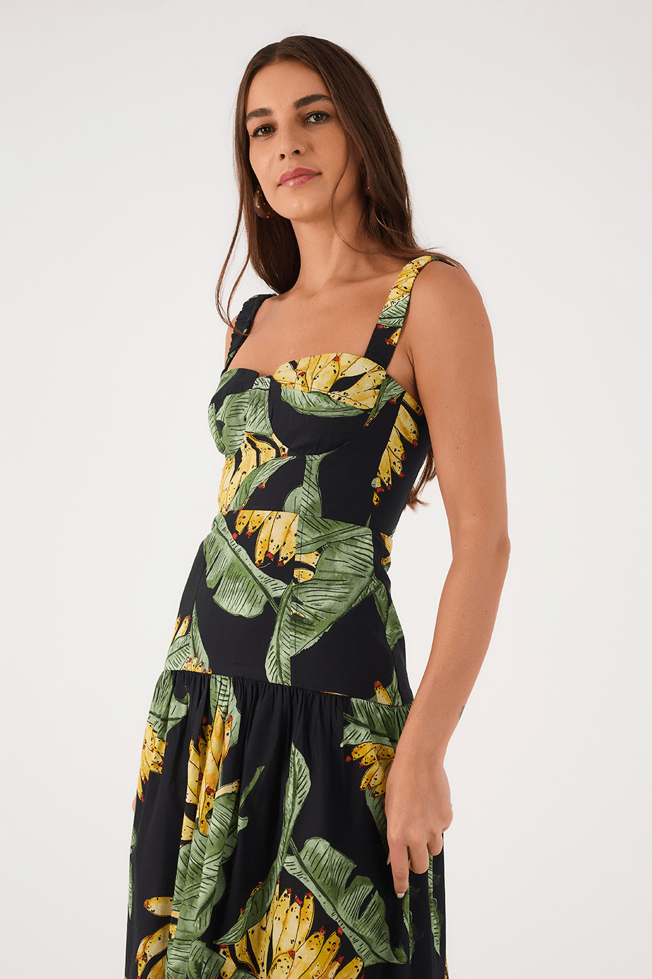 Black Paraiso Elastic Straps Smocked Tiered Maxi Dress