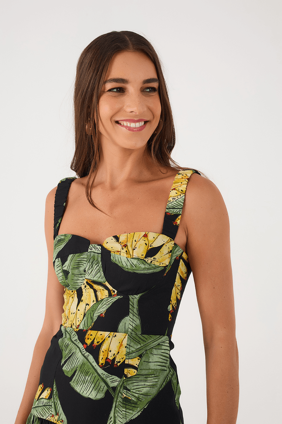 Black Paraiso Elastic Straps Smocked Tiered Maxi Dress