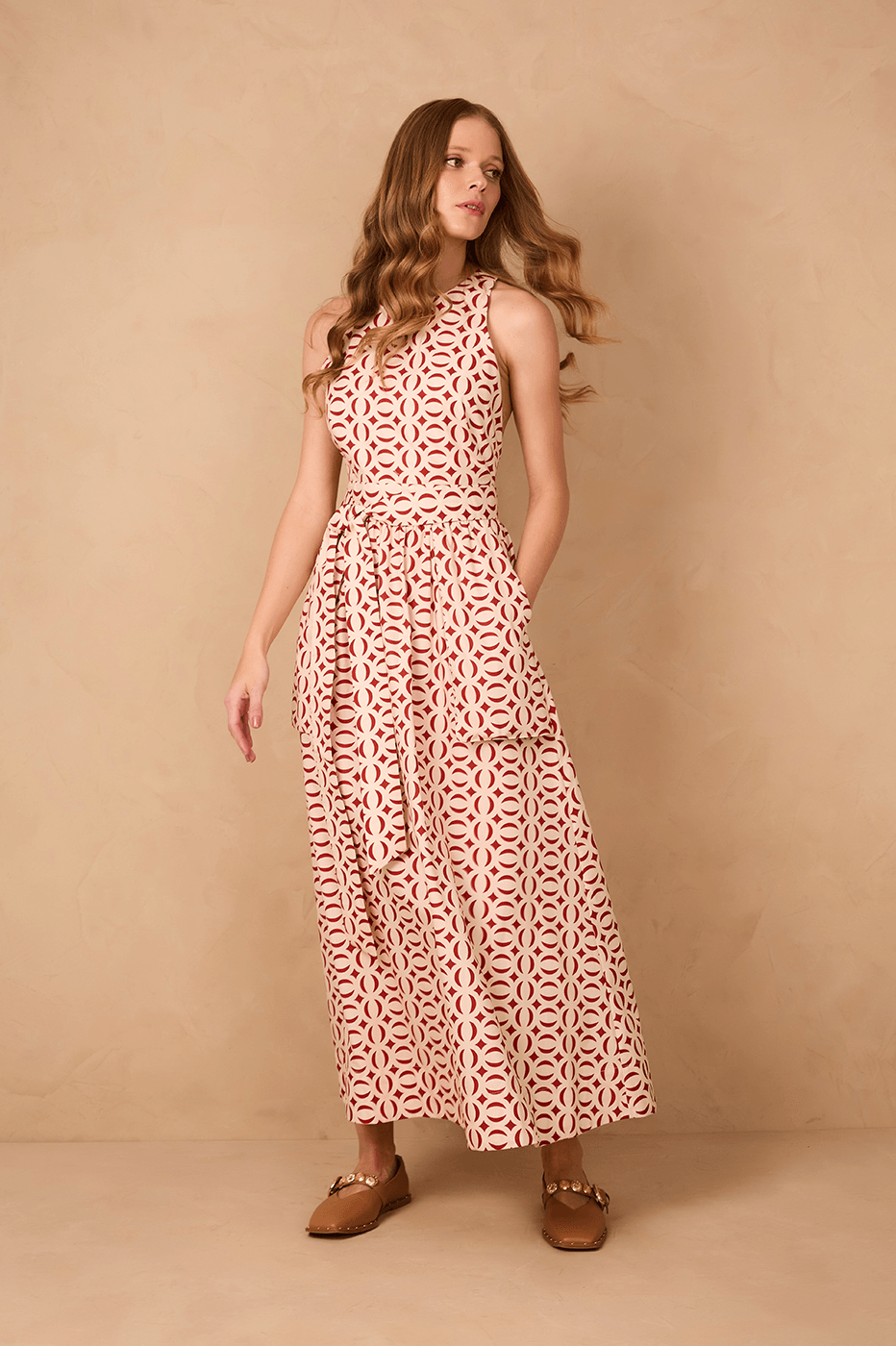 Off-White Cobogo Side Pockets Tricoline Maxi Dress
